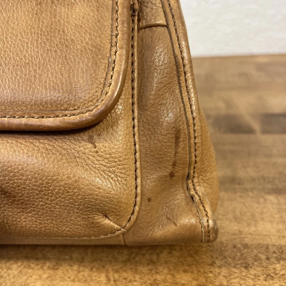 Vintage Fossil 1954 Genuine Leather Purse Shoulder Handbag Tan #75082